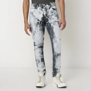 Hudson Mens Zack Skinny Jeans bleached black distressed 32